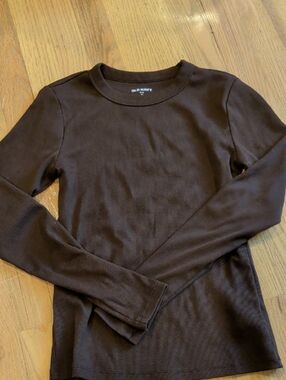 Old Navy Chocolate Brown Ribbed Crewneck Top
